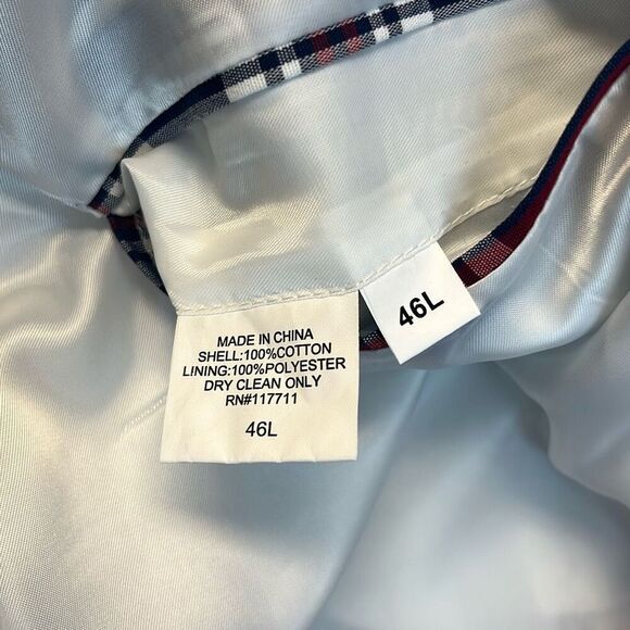 ALAN FLUSSER Blazer Suit Jacket Men's Size 46L Navy White Striped Notched Lapel - Picture 6 of 12